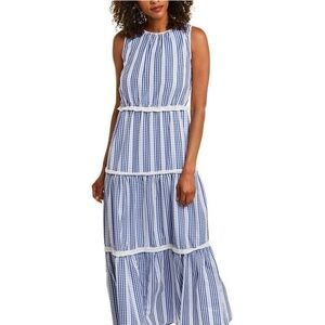 Julia Jordan Blue and White Tiered Sundress